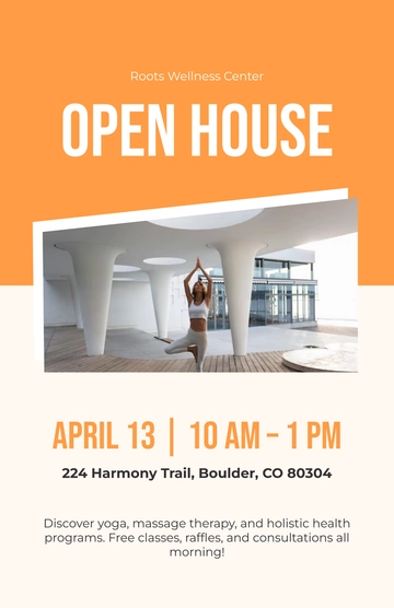 Free Wellness Center Open House Poster Template to Edit Online