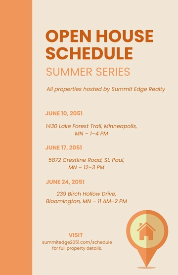 Free Open House Schedule Template to Edit Online