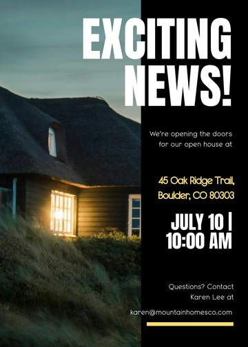 Free Modern Open House Announcement Template to Edit Online