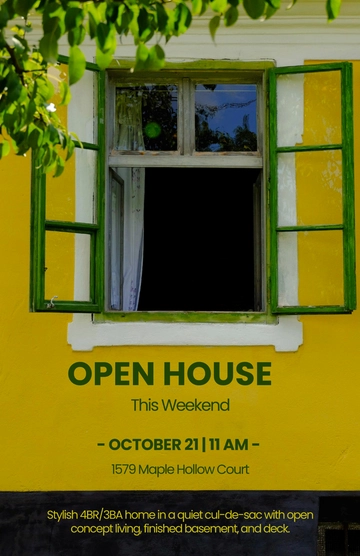 Free Open House Colorful Poster Template to Edit Online