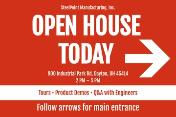 Free Factory Open House Arrow Sign Template to Edit Online