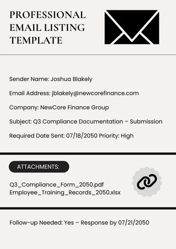 Free Professional Email Listing Template to Edit Online