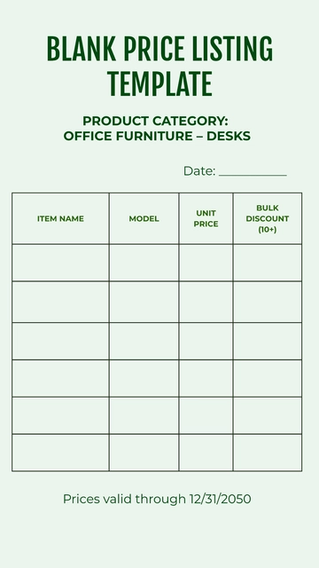 Free Blank Price Listing Template to Edit Online Free Blank Price Listing Template to Edit Online