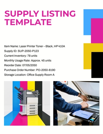 Free Supply Listing Template to Edit Online Free Supply Listing Template to Edit Online