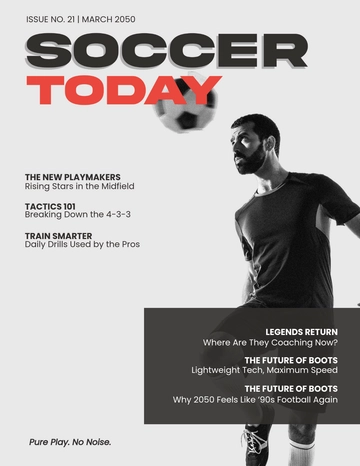 Free Simple Soccer Magazine Cover Template to Edit Online