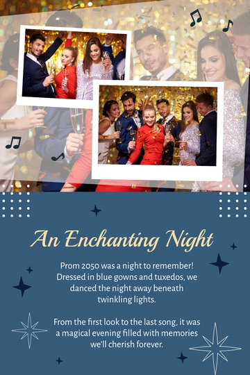 Free Prom Yearbook Template Blue Background to Edit Online