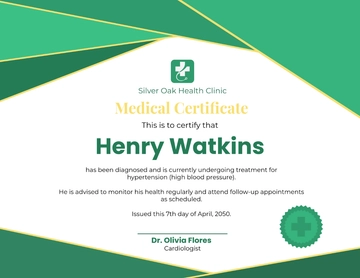 Free Medical Health Condition Certificate Template to Edit Online