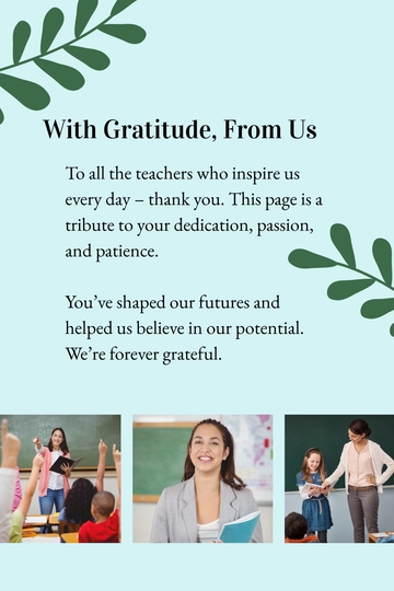 Free Teacher Appreciation Yearbook Template to Edit Online