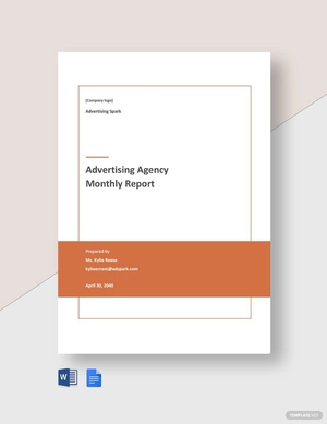 Advertising Agency Monthly Report Template