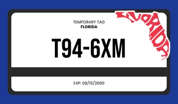 Blue Temporary License Plate Template to Download