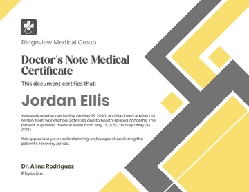 Free Doctor's Note Medical Certificate Template to Edit Online