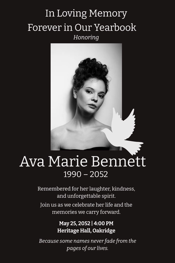 Free In Memoriam Yearbook Template to Edit Online