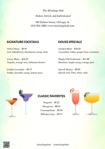Free Cocktail Drinks Menu Template to Edit Online