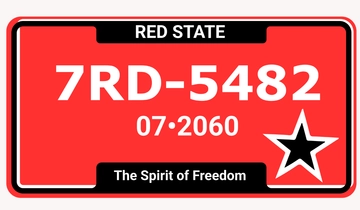 Free Red State License Plate Template to Edit Online