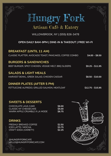 Free Chalkboard Food Menu Template to Edit Online