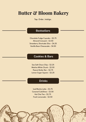 Free Digital Bakery Menu Template to Edit Online