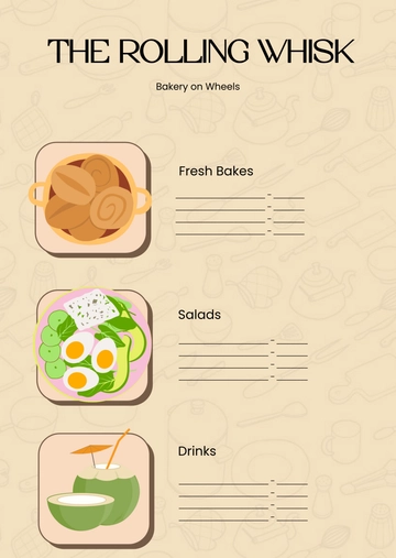 Free Blank Bakery Food Truck Menu Template to Edit Online