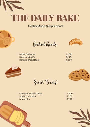 Free Simple Bakery Donut Menu Template to Edit Online