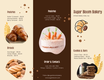 Free Tri-Fold Design Bakery Menu Template to Edit Online