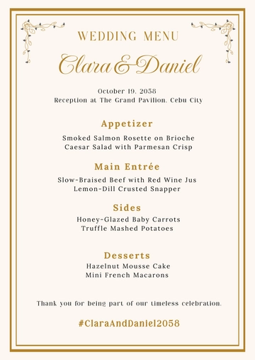 Free Monogram Wedding Menu Design Template to Edit Online