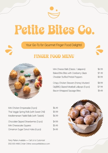 Free Finger Food Menu Template to Edit Online