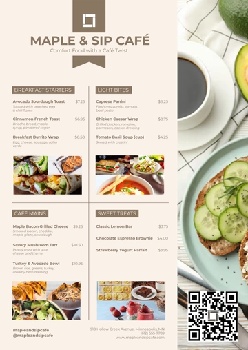 Free Cafe Food Menu Template to Edit Online