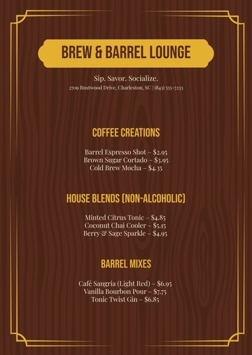 Free Landscape Drinks Menu Template to Edit Online