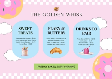 Free Horizontal Bakery Menu Template to Edit Online