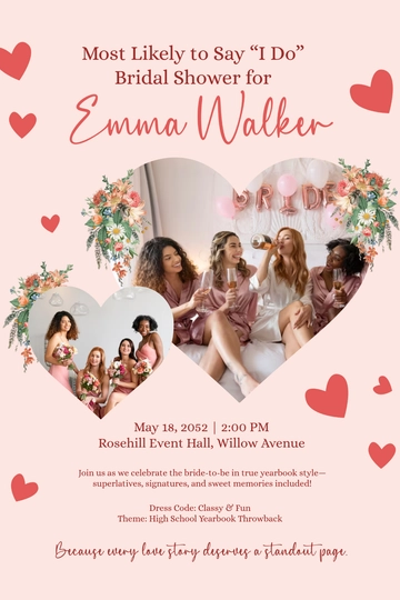 Free Bridal Shower Yearbook Template to Edit Online