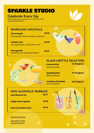 Free Creative Sparkle Drink Menu Template to Edit Online