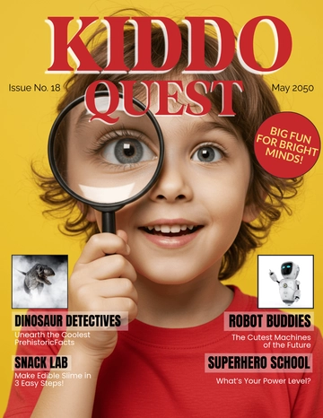 Free Colorful Magazine Cover for Kids Template to Edit Online