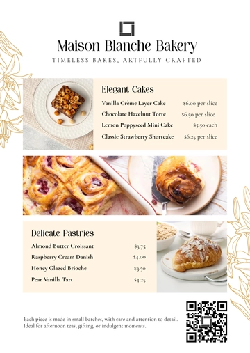 Free White Classy Photo Bakery Menu Template to Edit Online