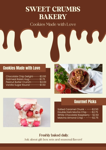 Free Brown and Beige Bakery Cookies Menu Template to Edit Online