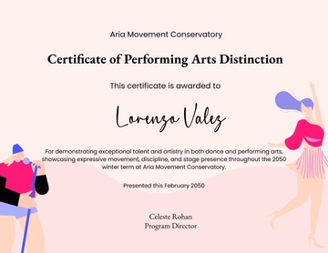 Free Dance and Performing Arts Certificate Template to Edit Online