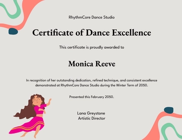 Free Professional Dance Studio Certificate Template to Edit Online
