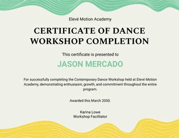 Free Dance Workshop Certificate Template to Edit Online