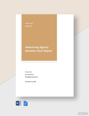 Editable Advertising Agency Monthly Client Report Template