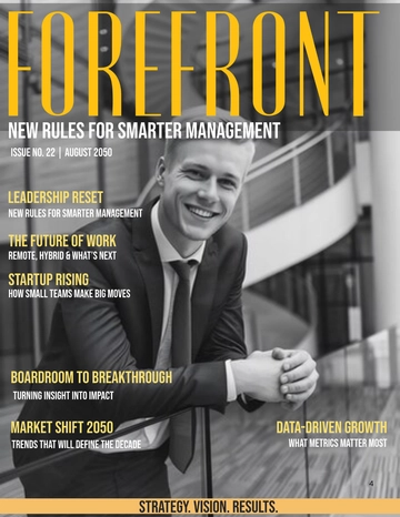 Free Gray Yellow Business Magazine Template to Edit Online