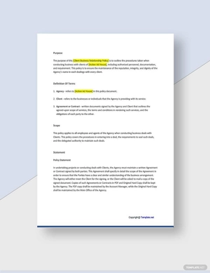 Basic Advertising Business Agency Policy Template