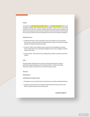 Advertising Agency Workplace Policy Template