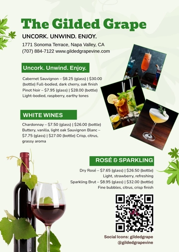 Free DIY Drink Menu Template to Edit Online