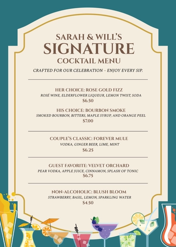 Free Personalized Cocktail Menu Template to Edit Online