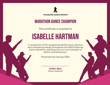 Free Dance Marathon Certificate Template to Edit Online