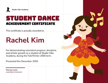 Free Dance Certificate for Students Template to Edit Online