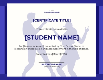 Free Blank Dance School Certificate Template to Edit Online