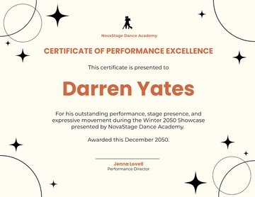 Free Dance Performance Certificate Template to Edit Online