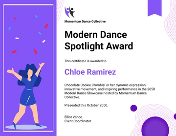 Free Modern Dance Event Certificate Template to Edit Online