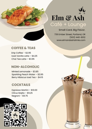 Free Aesthetic Drink Menu Card Template to Edit Online