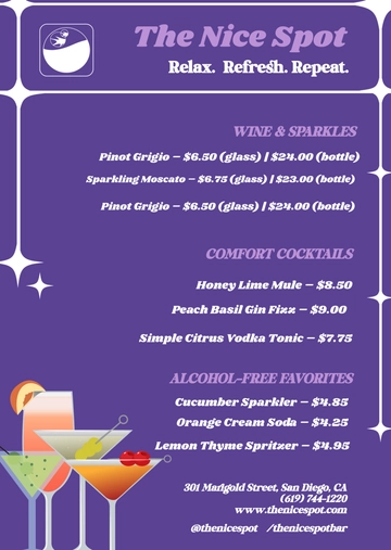 Free Nice Drink Menu Design Template to Edit Online