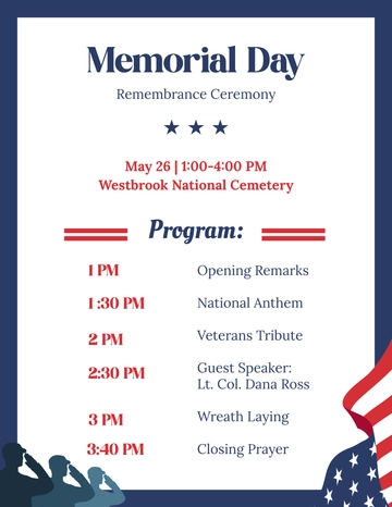 Free Memorial Day Program Template to Edit Online